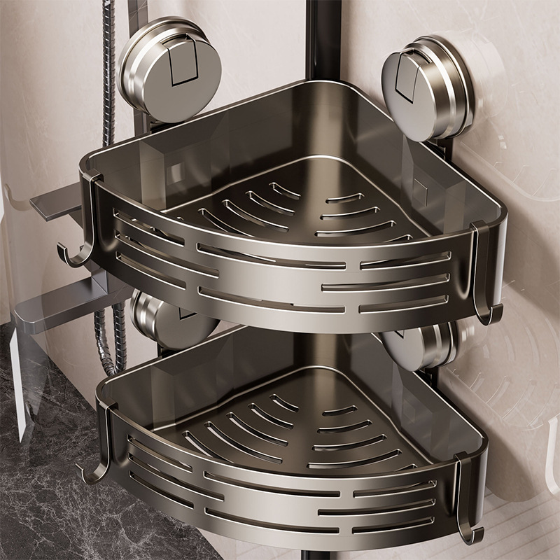 Bathroom Suction Cup Storage Rack Bathroom Punch-Free Wall-Mounted Washbasin Washbasin Toilet Triangle Basket Storage Rack