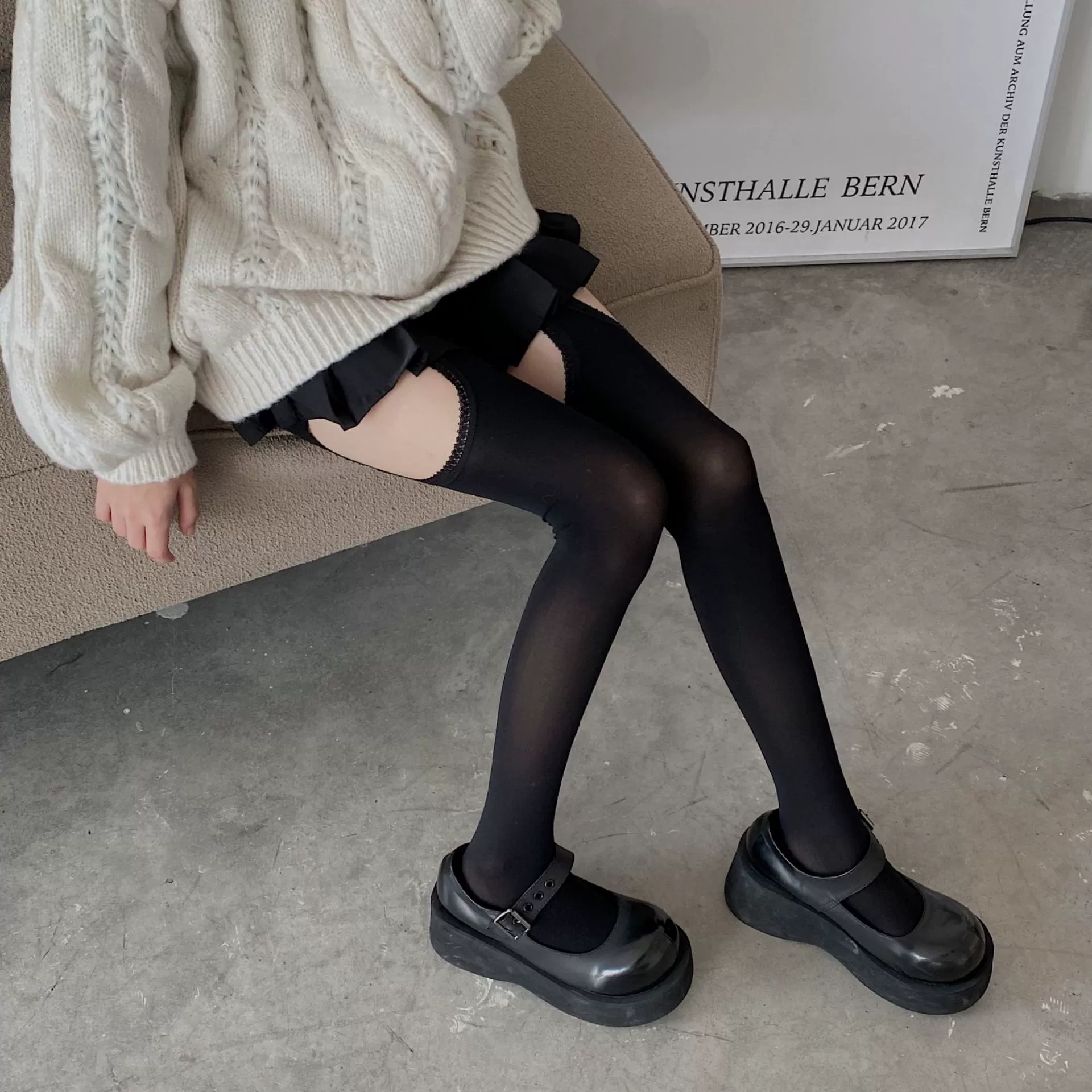 Чёрный трёхмерный бархатный лебедь, sexy колготки, утягивающий эффект