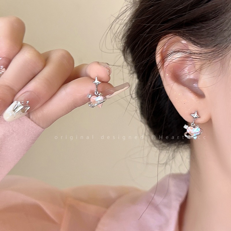 9g Weight 1 Pair Ig Style Sweet Heart Shape Plating Inlay Alloy Zircon Drop Earrings