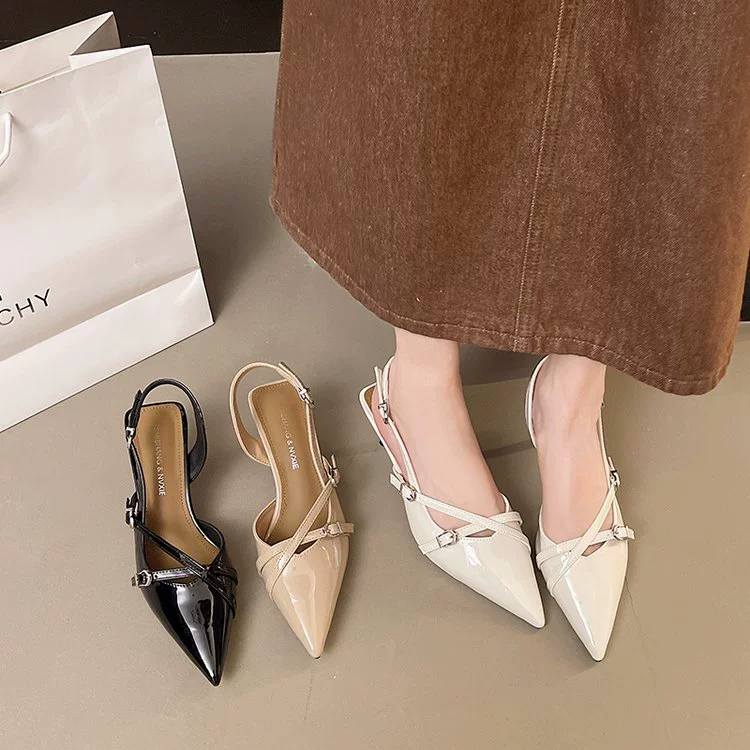 Женские туфли-лодочки на высоком каблуке с заострённым носком, новая модель 2025 года, с ремешком на щиколотке, дизайн нишевых сандалий на шпильке.