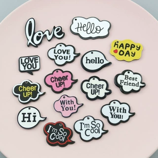 DIY饰品配件 树脂彩绘涂鸦love withyou英文字牌文字图案挂件挂饰