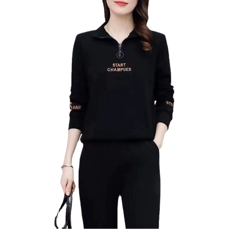 Спортивный костюм для женщин весна-осень 2025 новый стиль, элегантный, уменьшающий возраст, ранняя весна, повседневная мода, толстовка и брюки, комплект из двух предметов