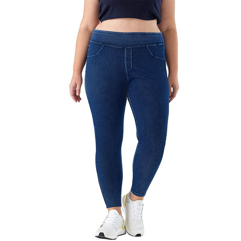 Europa y los Estados Unidos transfronterizos TK de tamaño grande de mujer de cintura alta jeans de yoga ajustados para aumentar el peso de los pantalones casuales de alta elasticidad
