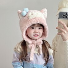 儿童帽子秋冬季保暖加厚针织护耳毛绒帽男女宝宝卡通防风毛线帽韩