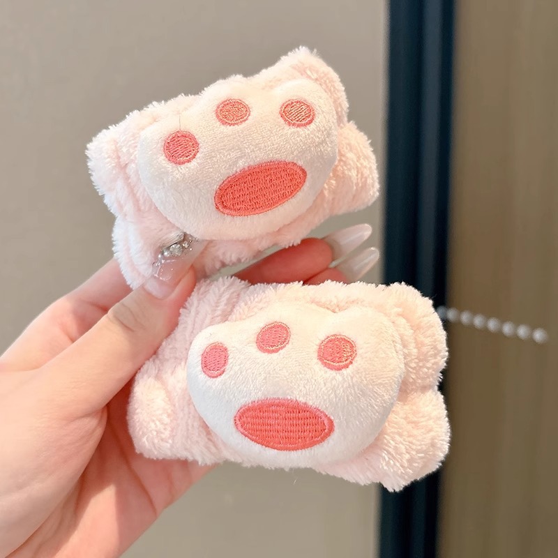 Bonito oso de peluche de cabeza de lavado de cara de cabello de tres piezas conjunto de cabello de lana de coral absorción de agua correa de cabello de muñeca artefacto antihumedad