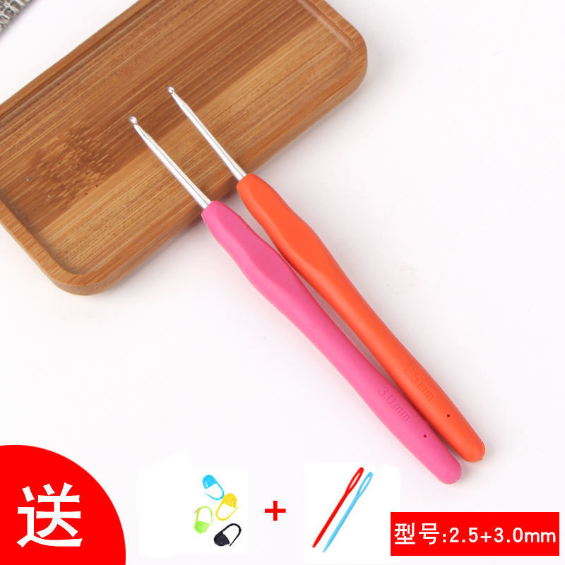 Traje de herramienta de ganchillo tejido a mano aguja de palo de lana marca de aguja hebilla aguja de giro con bolsa de almacenamiento aguja de gancho de aluminio