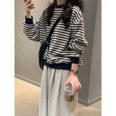 针织条纹内搭打底衫女早秋季2025新款巨好看长袖t恤上衣chic穿搭