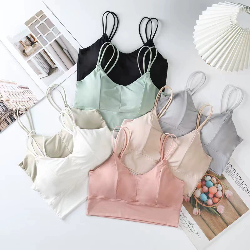 Летний ледяной шелк красота спина нижнее белье ремень трубка топ бесшовный беспроводной жилет трубка Топ Тонкий плечевой ремень нижнее белье обернутая грудь девушка