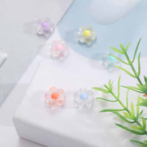 Factory 12mm Frosted Inner Color Small Flower Bead Phone Chain DIY Children's Accessories Acrylic Accessories