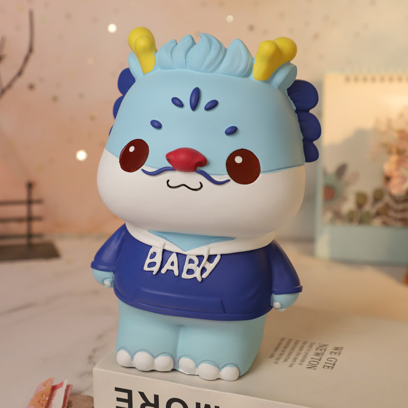 Dibujos animados lindo mascota dragón año Piggy Bank resistente a la caída resistente a los golpes Caja de Ahorro regalo decoración de escritorio muñeca