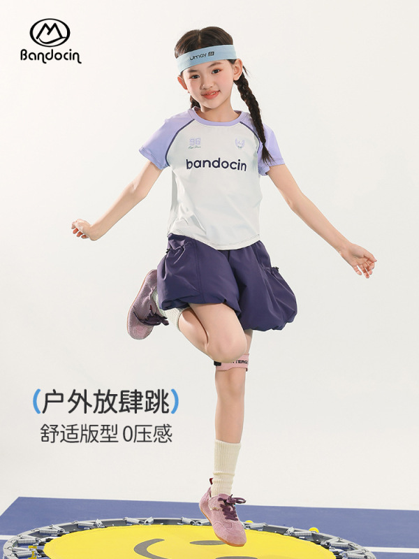 ハーフデグリーレジャーガールズスポーツ速乾服セット25新作夏服子供夏薄手半袖Tシャツ2枚セットT|undefined