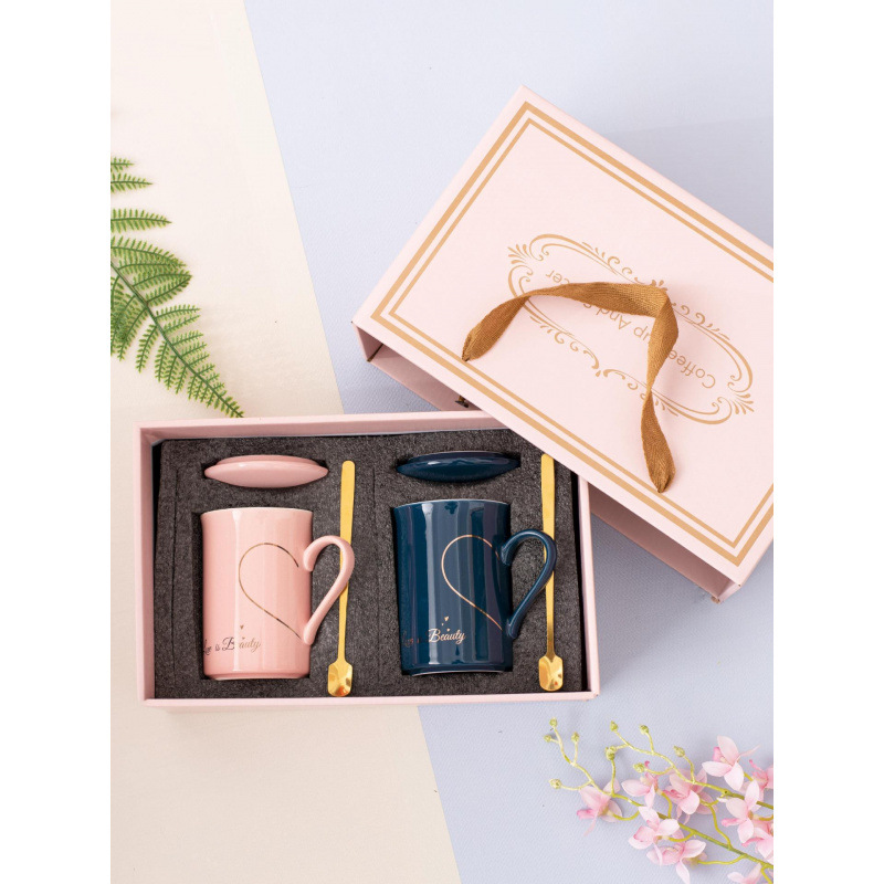 个性陶瓷情侣款杯子爱心对杯咖啡杯情侣杯结婚礼品水杯马代发包邮