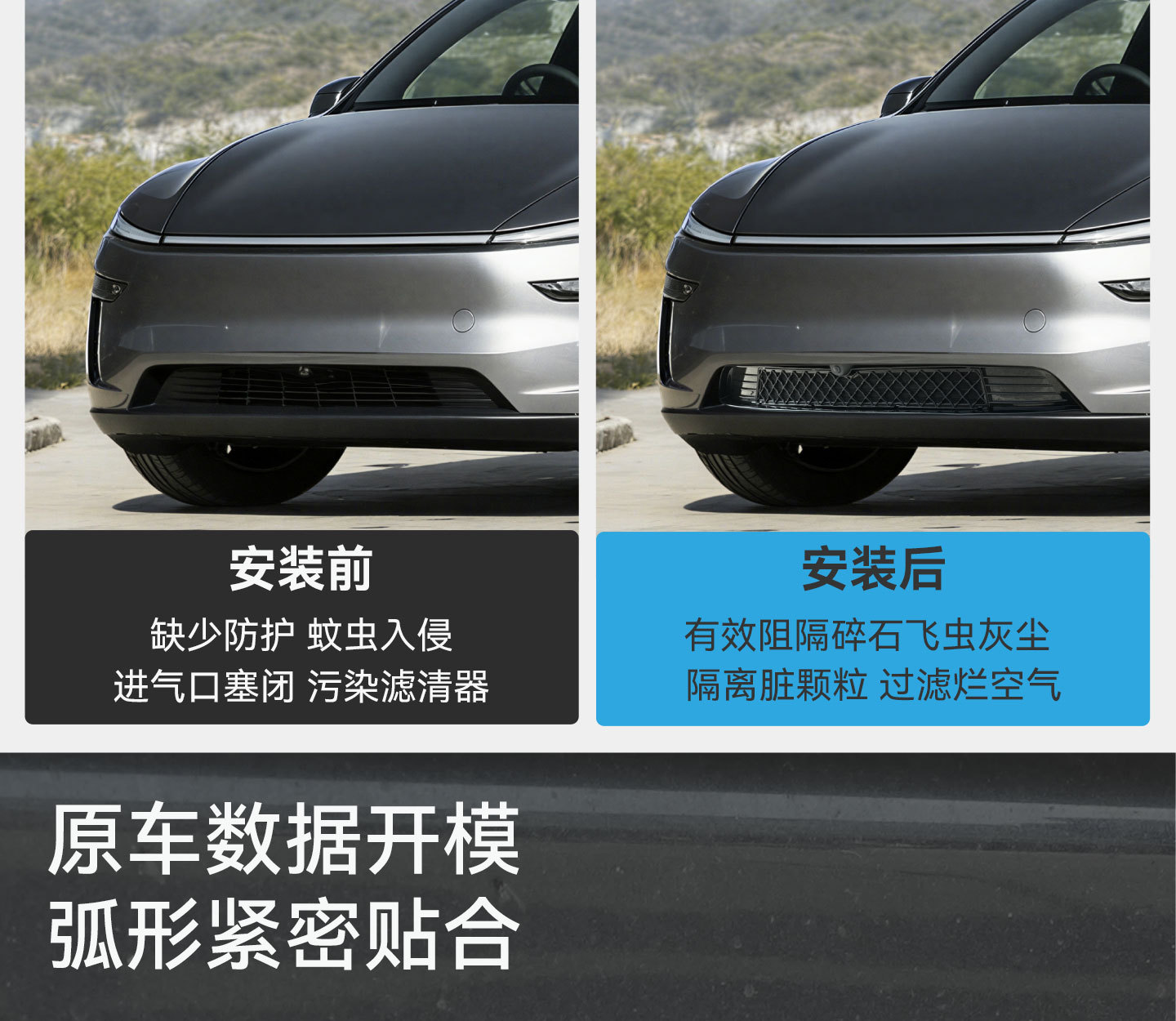 Suitable for the Updated Version of Tesla Model Yl/3/Y, Insect-Proof Net, Water Tank Grille, Air Intake Modification Accessories