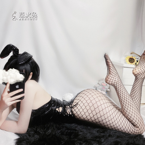 Hot Rabbit Sexy Lingerie Female PU One-piece Sexy Soft Cute Leather Bunny Girl Suit Small Breast Push-Up Cosplay