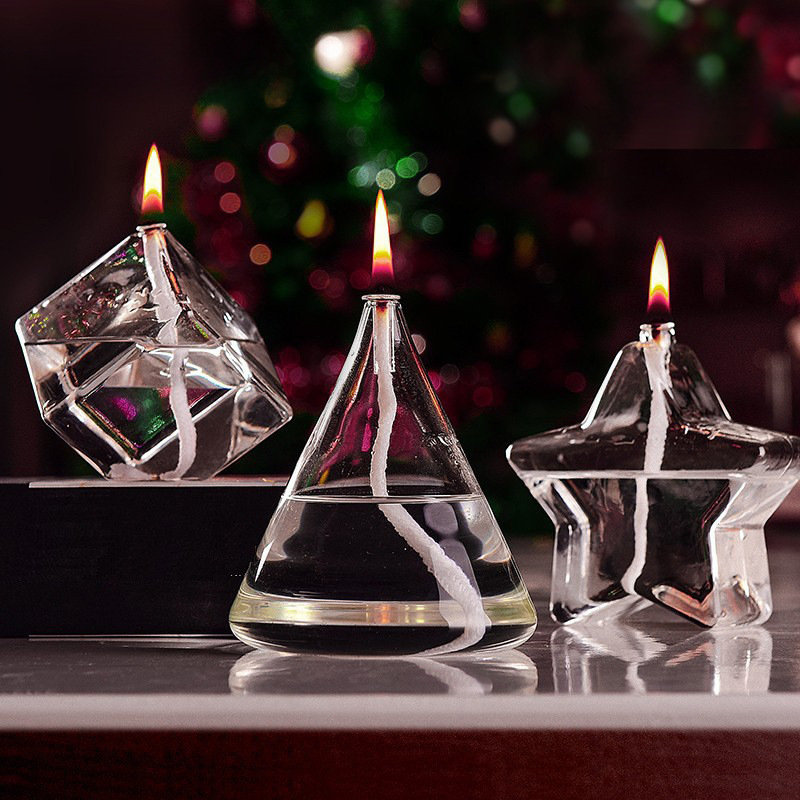 Manufacturer Direct Sales Creative Glass Candlestick Ornament Nordic Romantic Simple Modern Home Desk Smokeless Tallow Lamp