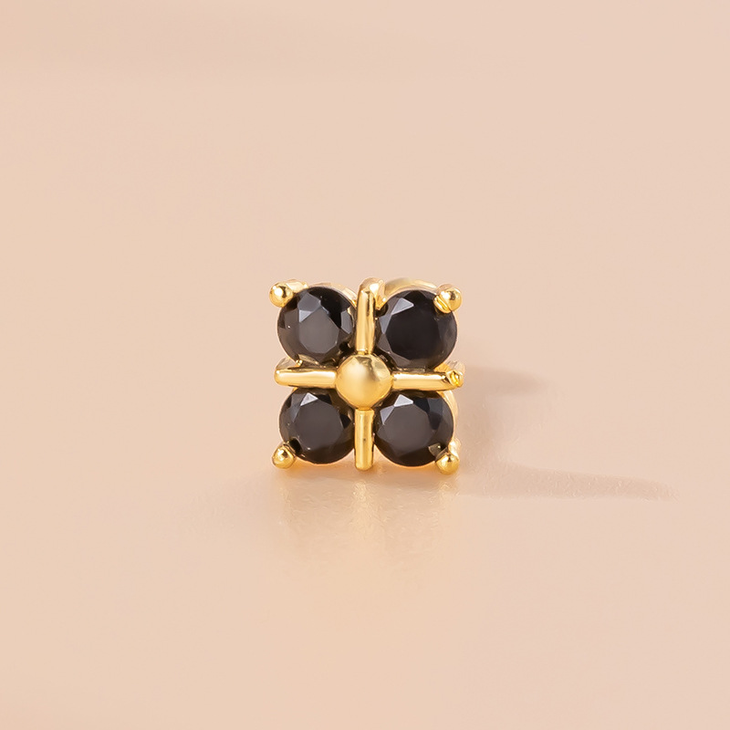 Fashion Solid Color Copper Plating Inlay Zircon Ear Studs 1 Piece
