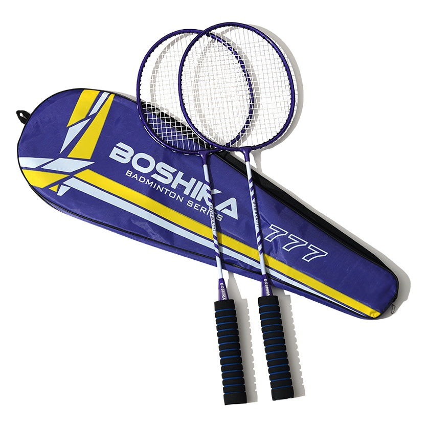 Boshika raqueta de bádminton bienes genuinos al por mayor doble raqueta esponja mango multi-color aleación adulto estudiante pelo raqueta