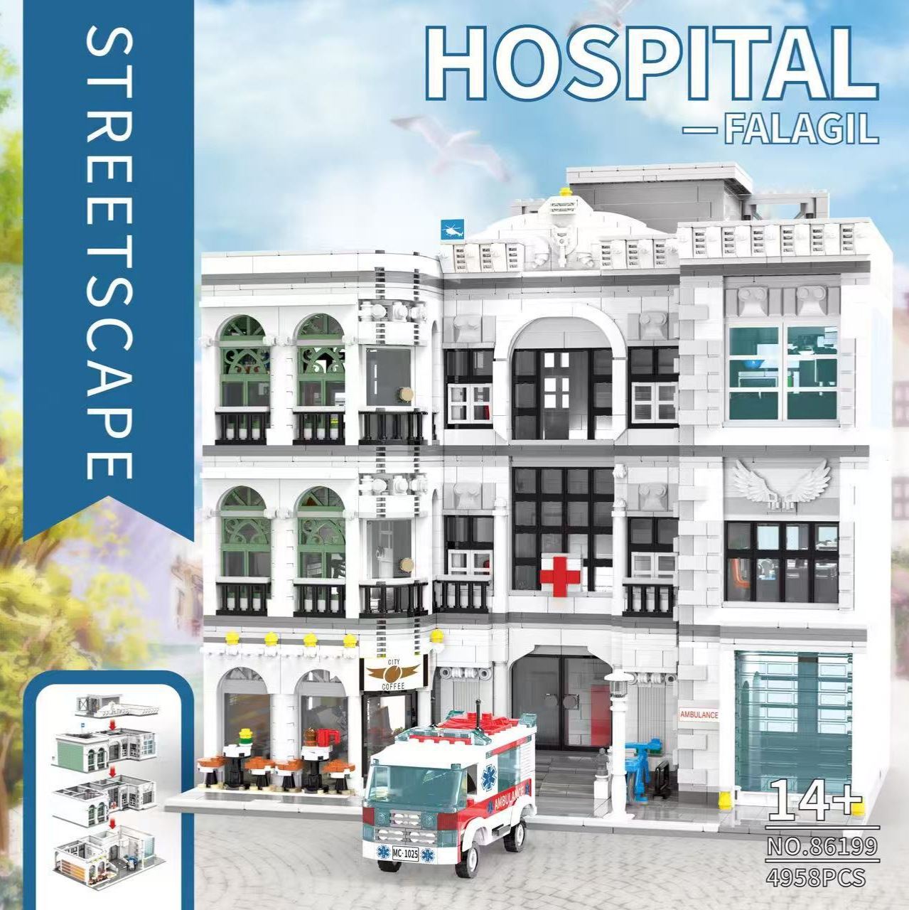 Новый продукт 86199 больница большая модель с видом на улицу строительные блоки строительные игрушки детские образовательные сборки подарки трансграничные мужчины
