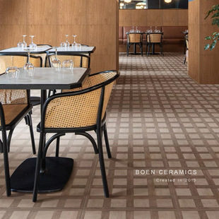 Japanese Retro Plaid Wood Grain Tiles Full Porcelain 600×600 Restaurant Living Room Bedroom Kitchen Floor Tiles Antique Tiles