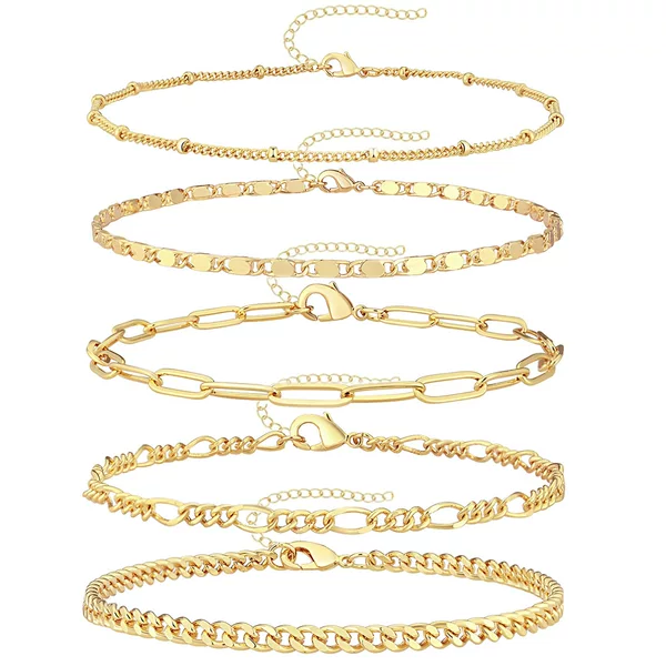 European and American cross-border jewelry Amazon popular exquisite 5-piece bracelet suit personality retro metal all-match bracelet