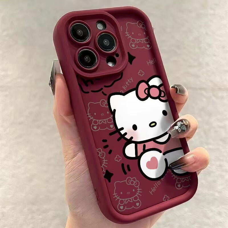 愛らしいKT猫のデザインが施された、Apple 15 Pro Max、iPhone 16 Pro、漫画風14 Pro、キュートな17向けの海外向けスマホケース|undefined