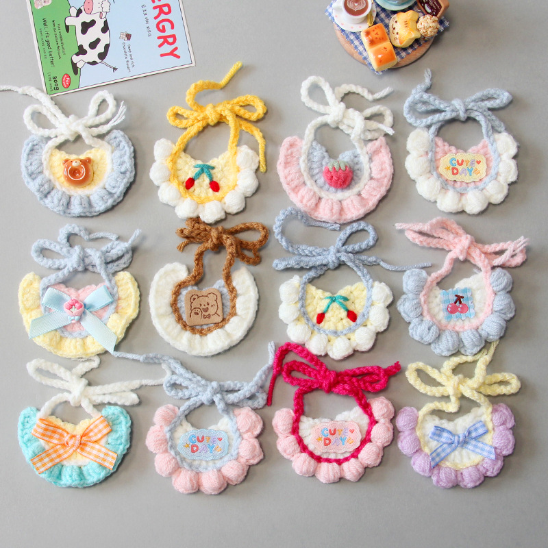 Self-Deprecating Bear Bib, Cloth Saliva Towel, Woven Baby Clothes Bib, Doll Replacement Accessories, Super Cute Cotton Doll Bib