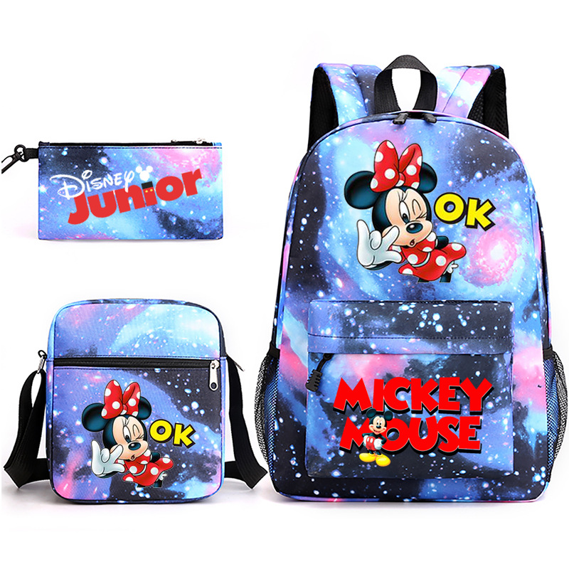 3-pieza portátil traje para niñas estudiantes universitarios niños mochila de lona Mickey/ratón 2022