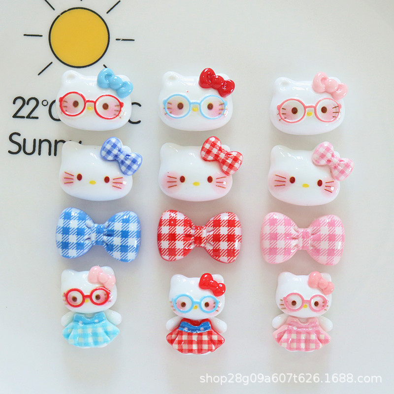 可爱猫咪蝴蝶结diy树脂配件饰品手机壳发夹抓夹发圈手工配饰材料