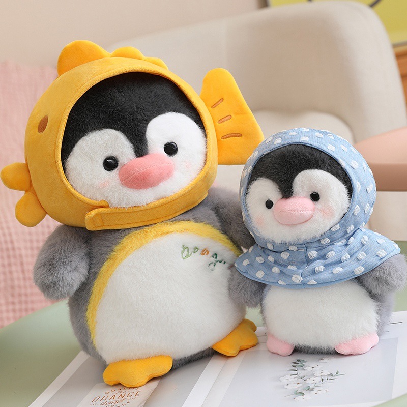 クリエイティブかわいい変身ハッピーハウスヘッドカバーペンギン人形ぬいぐるみ子供人形誕生日プレゼント女|undefined