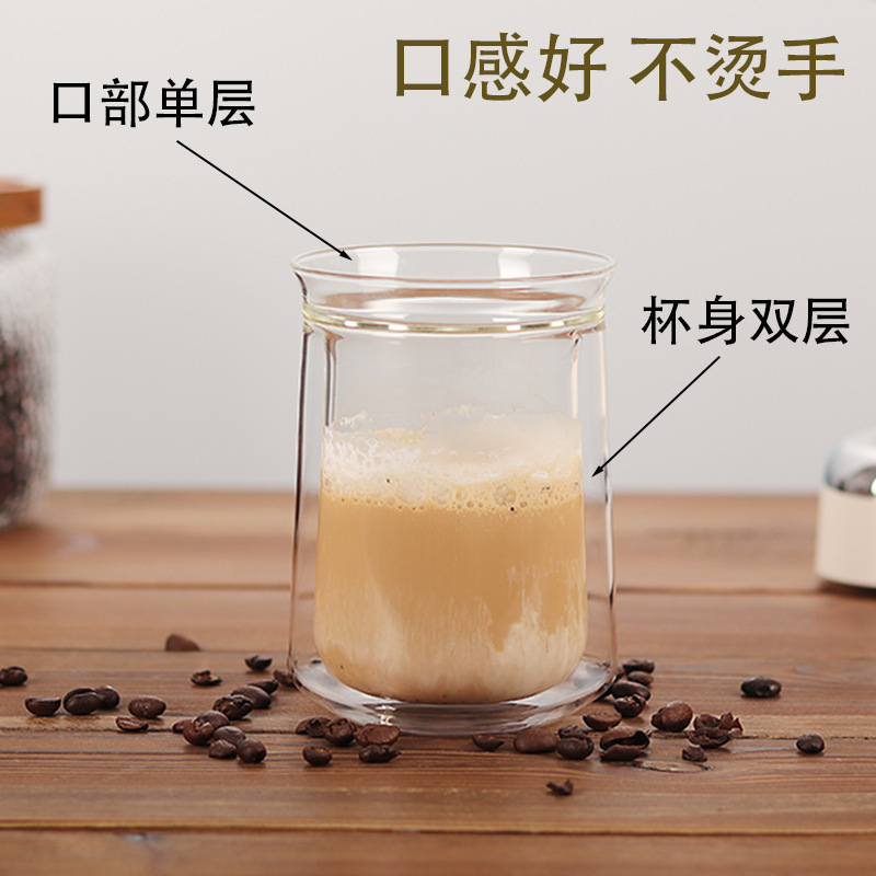 Amazon American-Style Upper Single and Lower Double-Layer Coffee Cup High Temperature Resistant Glass Cup Home Outdoor Latte Spring Outing Cup