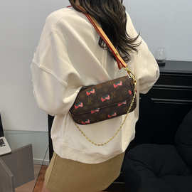 蓓蓓尚品2025秋冬新款时尚高级感老花草莓链条包单肩斜挎潮女包包