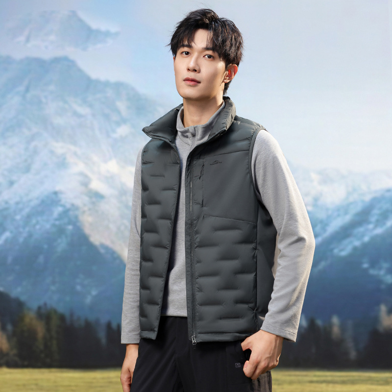 경량 다운 조끼 남성 짧은 2025 새로운 겨울 패션 겉옷 스탠드 칼라 조끼