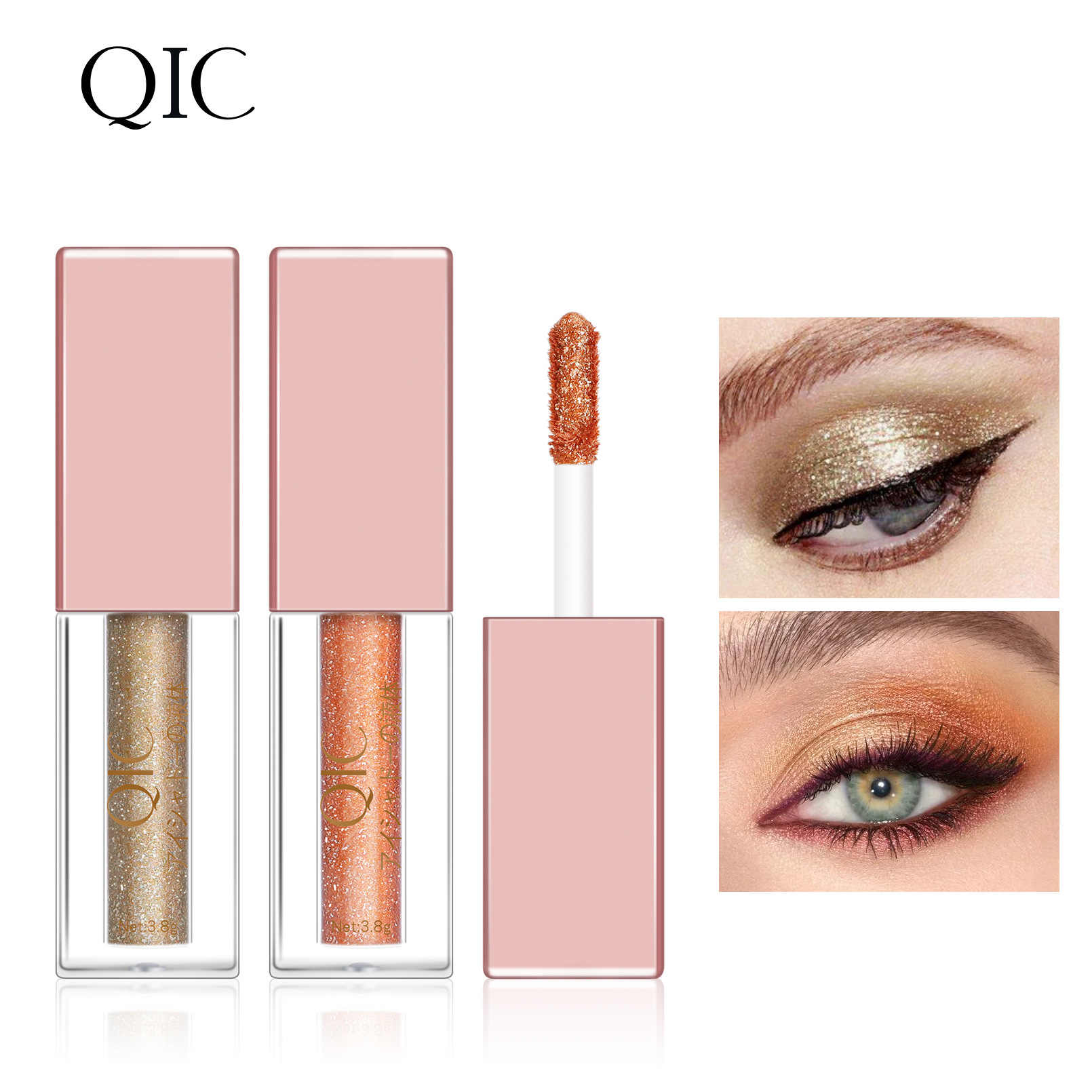 Qic Crushed Diamond Fine Glitter Eyeshadow Highlighter Powder Sequins for Brightening the Inner and Outer Corners of the Eye, Pearlescent Cross-Border Stage Makeup Liquid Eyeshadow