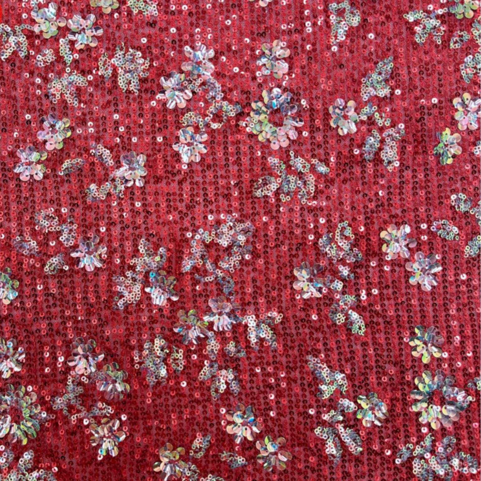 重工叠片潮流珠片绣花高级竖条垂感亮片绣旗袍童装布料晚会服面料