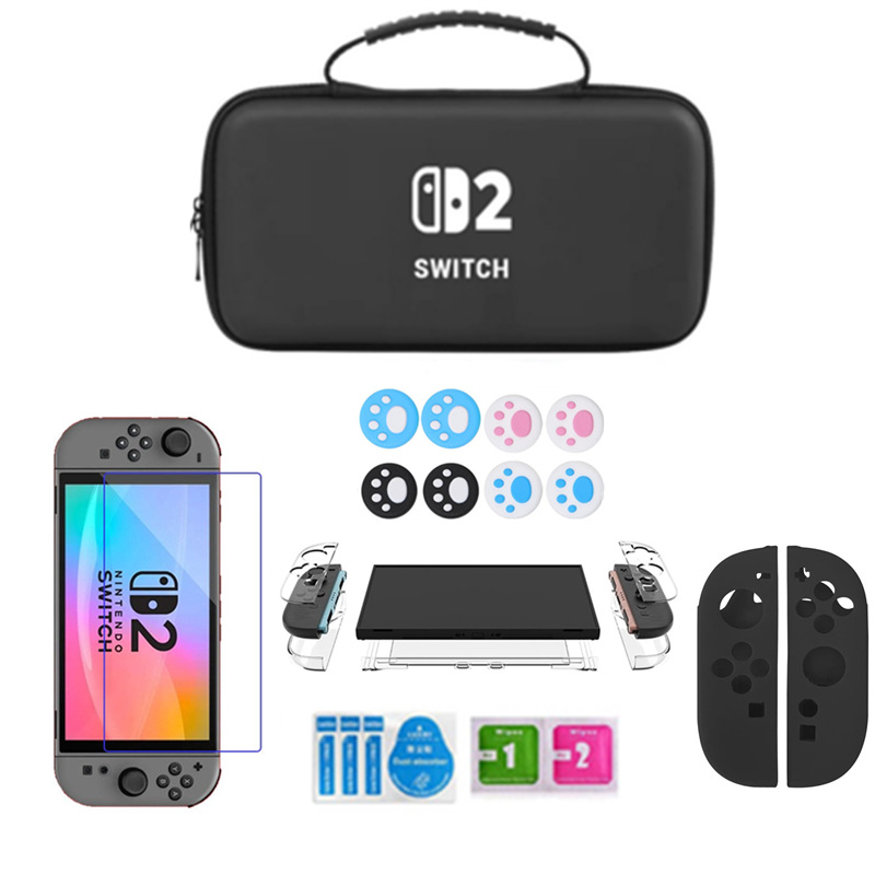 2025 nuevo conjunto de bolsa de almacenamiento switch2 cubierta protectora de caja de cristal switch2 película templada switch2