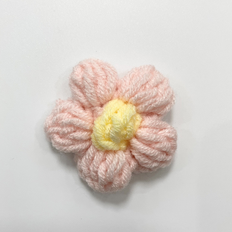 现货手工钩织泡芙花毛线花朵服装辅料饰品胸花包包仿真花花束配件|undefined