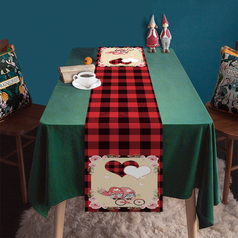 Transfronterizo nuevo día de San Valentín camino de mesa Lino impreso mantel hogar Decoración sofá fiesta Festival atmósfera Decoración