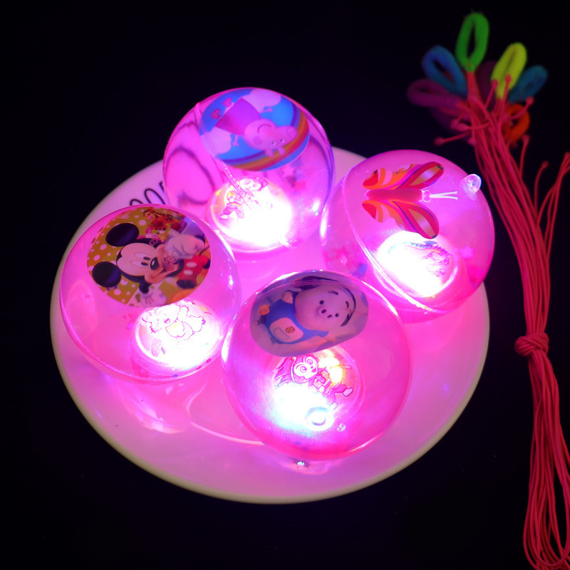 光るクリスタルボール 子供用弾むボール ロープ付き 水球 ライトアップ キッズ ベビー おもちゃ ボール類 バウンスボール ジャンピングボール|undefined