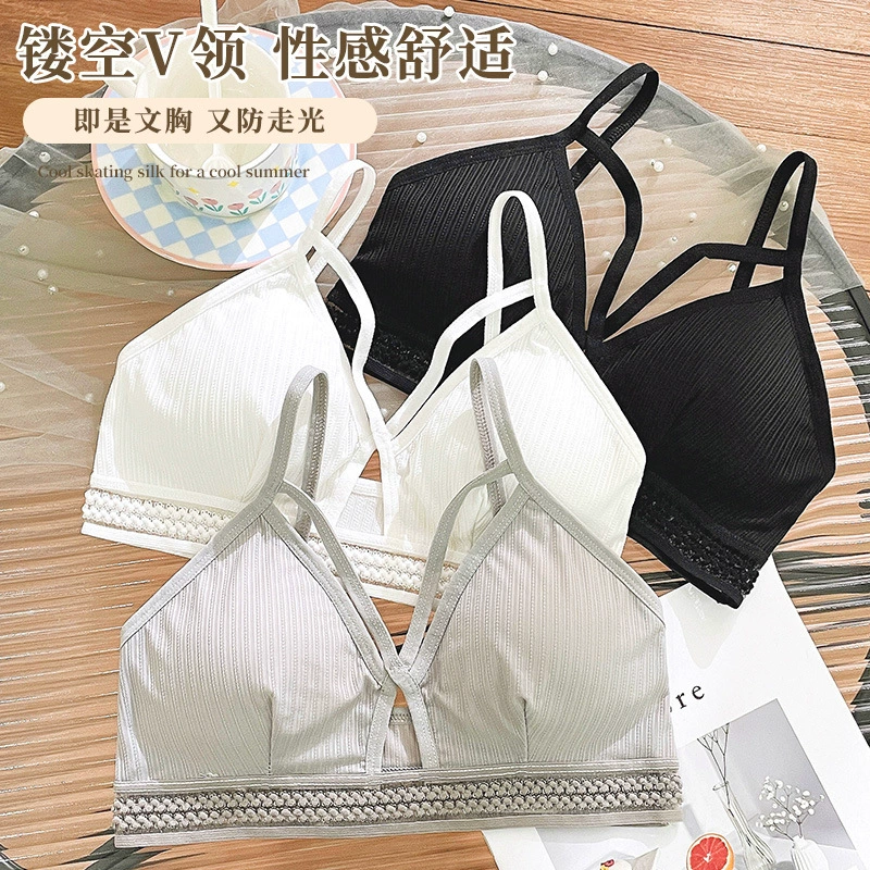 Ледяное шелковое красивое обернутое сзади грудь антилегкое нижнее белье женское корейское сексуальное нижнее белье без стального кольца Дегустатора