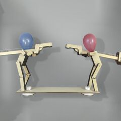 跨境热销 Headshot WoodBots 手工制作木质玩偶互动射击气球游戏