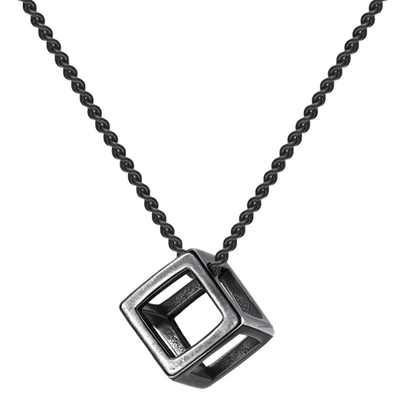 Colgante hueco simple retro europeo y americano, collar para hombres y mujeres, cubo de Rubik cuadrado personalizado, joyería tridimensional simple