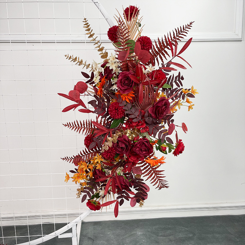 El comercio exterior de la boda flor artificial piso de la boda flor de seda apoyos de la flor de eucalipto flor artificial fila accesorios de la boda floral