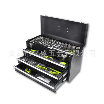 119-Piece Green and Black Mechanical Repair Socket Tool Set, Industrial-Grade Layered Toolbox, Dropshipping Available (Mühərrik tənzimləmə alətləri) - 119pcs-four-layer-iron-box-tools