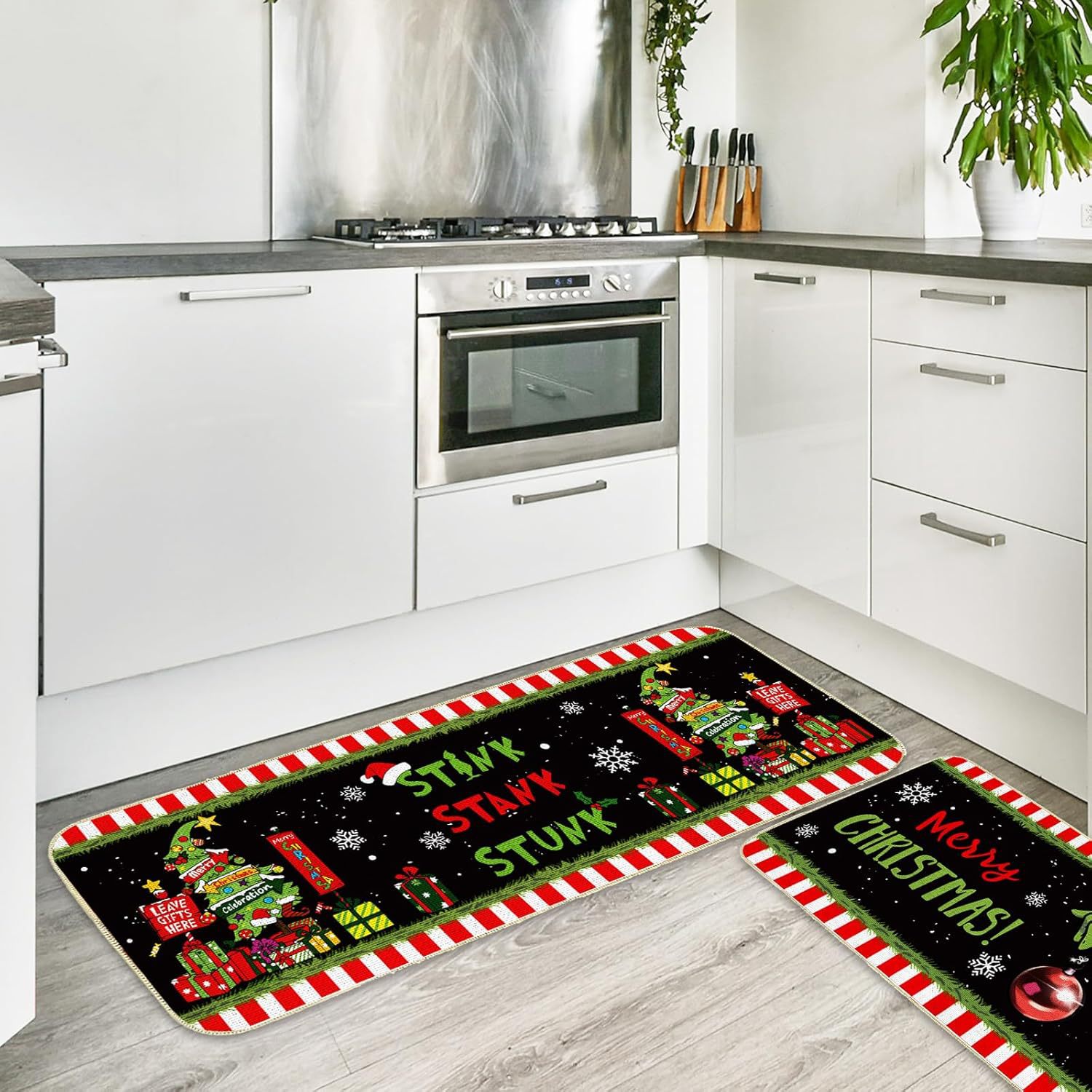 Al por mayor transfronterizo escena navideña de lana de cristal resistente a la suciedad resistente al desgaste cocina puerta de entrada al baño esterilla larga