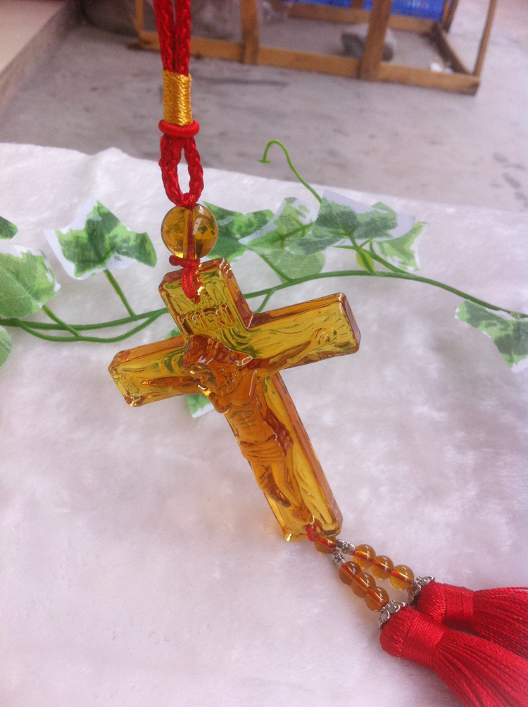 Crystal Glass Cross Car Hangers On-board Pendants Auto Accessories Hangers Wholesale