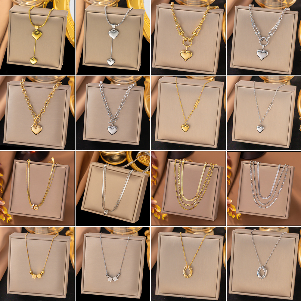 30g Weight 0.03µm-0.05µm Gold Plating Thickness PVD Coated Gold Plating Process Real Gold Plated Plating Material 304 Stainless Steel Pendant Material Pendant Necklace Classification 304 Stainless Steel Chain Material cable chain, snake chain Chain Type PVD Coated Real Gold Plated Geometric Heart Shape Titanium Steel Sweet Waterproof Non Tarnish Titanium Steel Pendant Necklace