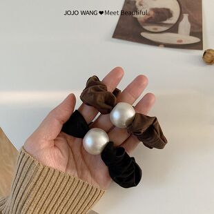 Headwear Simple Pearl High-end Sense Headband South Korea Hair Accessories Hair Rope Rubber Bend Black High Elastic Velvet Large Intestine Hair Ring