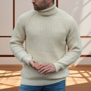 European and American foreign trade new men's autumn and winter high collar sweater loose long sleeve pullover base sweater SY0069