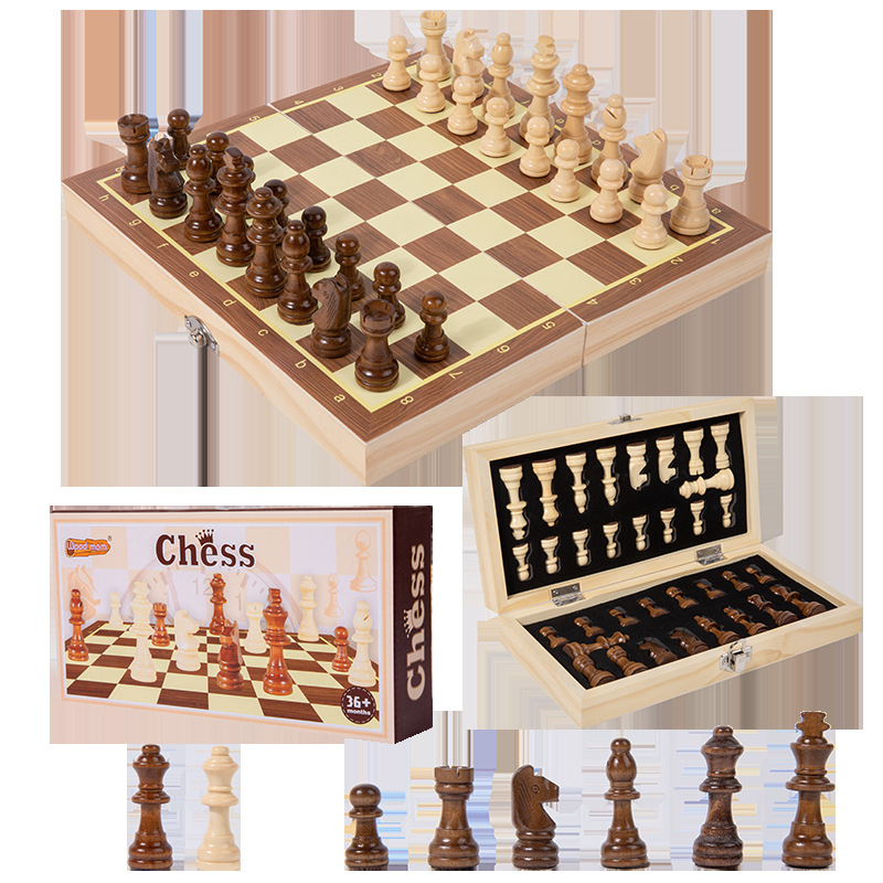 Folding wooden chess