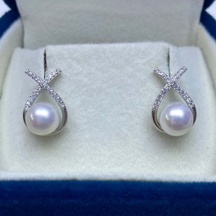 Natural Freshwater Cultured Pearl Mirror Light Earrings Women's Light Luxury All-match Earrings Fashion Earrings S925 Silver Jewelry Wholesale